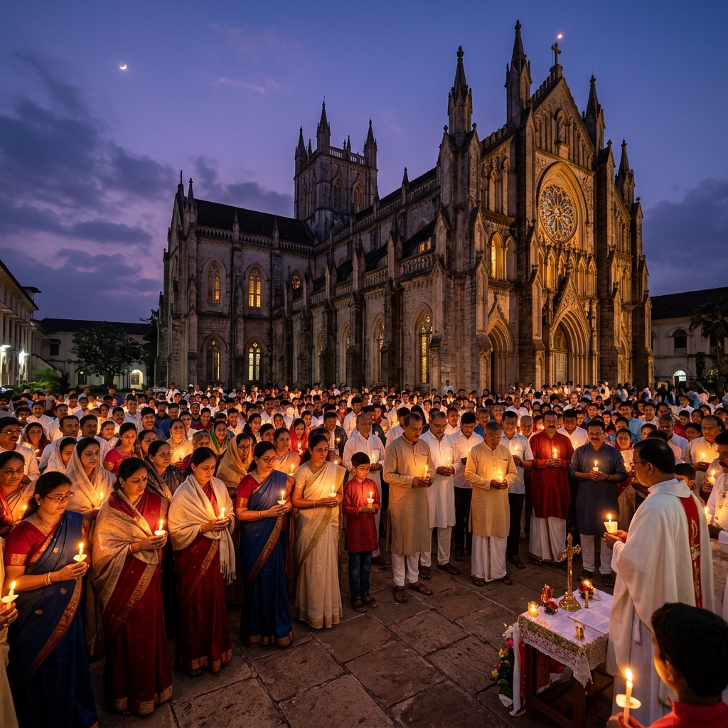 Candlelight vigil at Indian cathedral