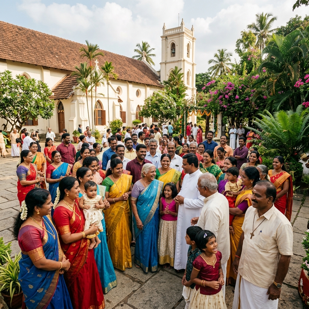 Joyful Indian Christian community gathering